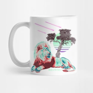 Neon Lion Vaporwave Aesthetics Mug